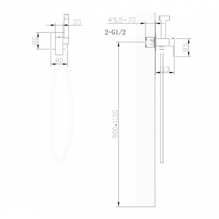 Гигиенический душ со смесителем Abber Daheim AF8226G Золото матовое 