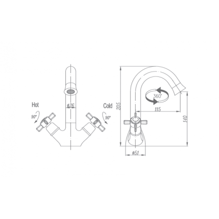 Смеситель для раковины Landberg LB-77701 Бронза 