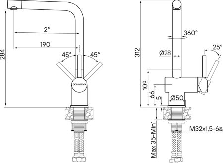 Смеситель Paulmark Spring Sp212067-SS для кухонной мойки 