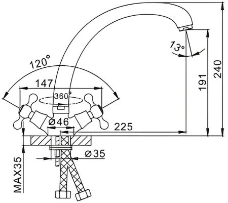 Смеситель для кухни Frap H19-4 F4219-4 Бронза 