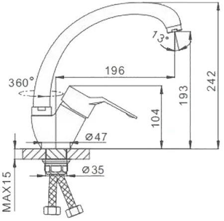 Смеситель для кухни Frap H63 F4163-2 Хром 