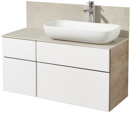 Тумба под раковину Aquaton Мишель 100 1A244101MIX40 подвесная Дуб эндгрейн Белая 