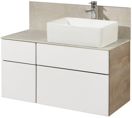 Тумба под раковину Aquaton Мишель 100 1A244101MIX40 подвесная Дуб эндгрейн Белая 