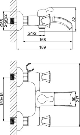 Смеситель D&K Hessen Grimm DA1383501 для ванны с душем 