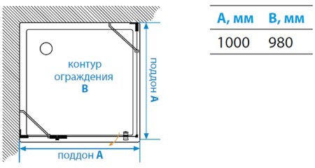 Душевой уголок Aquaton Lax SQR 100x100 L 1AX019SSXX000 профиль Хром стекло прозрачное 