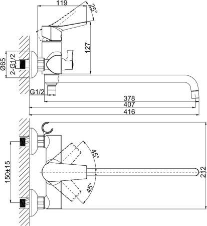 Смеситель D&K Mosel Rhein DA1263341 универсальный 