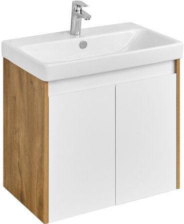 Тумба под раковину Aquaton Сканди Doors 70 1A278901SDZ90 Белый глянец Дуб рустикальный 