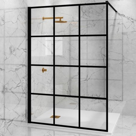 Душевая перегородка Paini 100 Walk-In 100G профиль Черный матовый стекло прозрачное с рисунком 