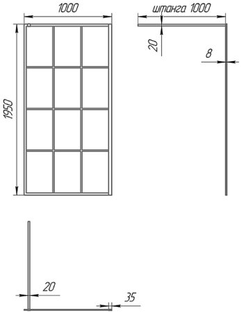 Душевая перегородка Paini 100 Walk-In 100G профиль Черный матовый стекло прозрачное с рисунком 