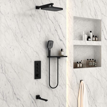 Душевая система Vincea VSFW-431T1RMB с термостатом Черная матовая 