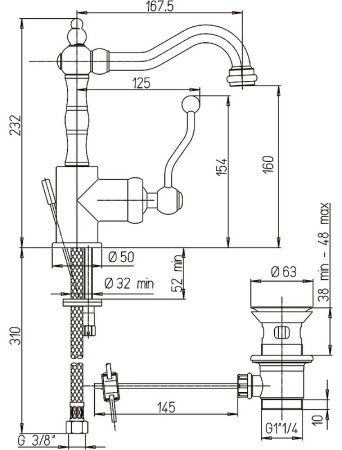 Смеситель для раковины Paini Duomo 88CR2502SKM Хром 