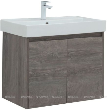 Тумба с раковиной Aquanet Nova Lite 75 дуб рошелье (2 дверцы) 