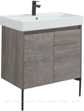 Тумба с раковиной Aquanet Nova Lite 75 дуб рошелье (2 дверцы) 