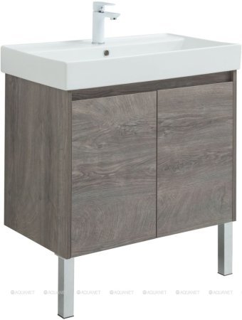 Тумба с раковиной Aquanet Nova Lite 75 дуб рошелье (2 дверцы) 