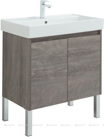 Тумба с раковиной Aquanet Nova Lite 75 дуб рошелье (2 дверцы) 