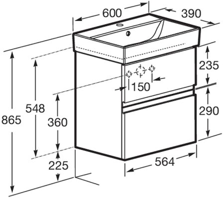Тумба под раковину Roca Oleta 60 A857639515 подвесная Капучино 