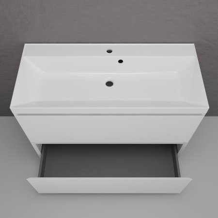 Тумба напольная Style Line "Манхэттен 100" ЭМАЛЬ под ASTI 100 2 ящика PLUS белый матовый 