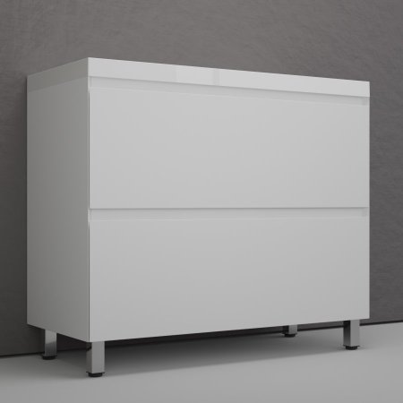 Тумба напольная Style Line "Манхэттен 100" ЭМАЛЬ под ASTI 100 2 ящика PLUS белый матовый 