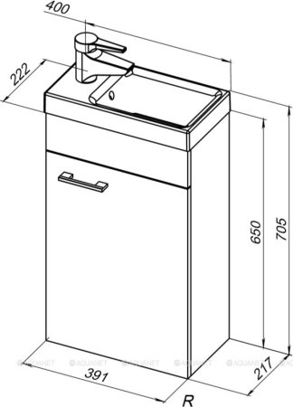 Тумба с раковиной Aquanet Нота R 40 (Moduo) белый 