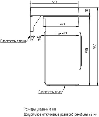 Раковина Azario Beta 60 CS00078301 на стиральную машину Белая 
