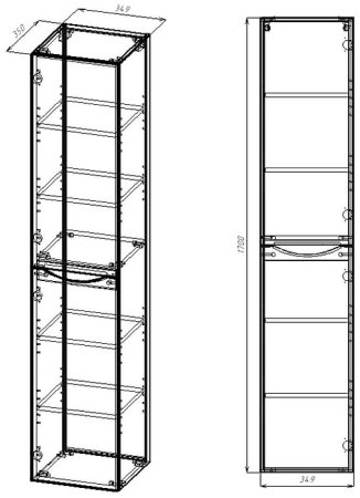 Шкаф пенал Vincea Mia 35 R VSC-2M170RW-R подвесной R.Wood 