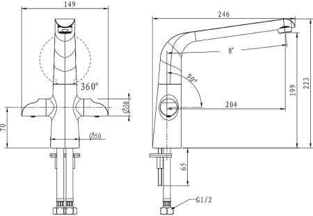 Смеситель для кухни Kaiser Saturn 42044 Хром 