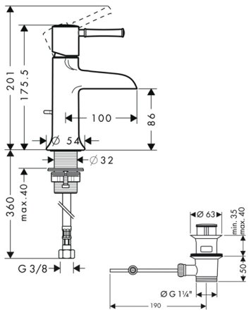 Смеситель Hansgrohe Talis Classic 14127000 для раковины 