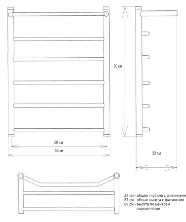 Полотенцесушитель электрический ДВИН FE Electro лесенка с полкой 80/60, ТЭН справа, хром 