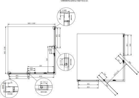 Душевой уголок Cezares Variante A/AH-2 100/110 C Cr 
