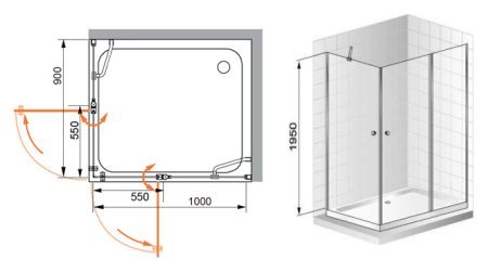 Душевой уголок Cezares Elena AH2 120/90 P Cr R 