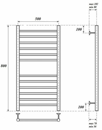 Электрический полотенцесушитель Point Аврора PN10158SE П12 500x800 левый/правый Хром 