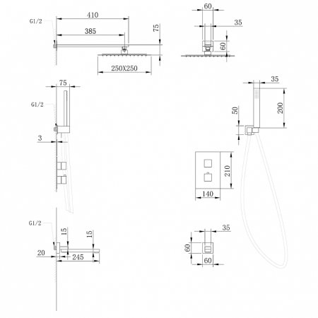 Душевая система Abber Daheim AF8250 с термостатом Хром 