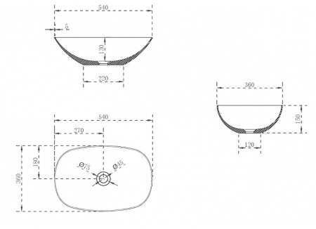 Раковина-чаша Abber Kristall 54 AT2809Perle прозрачная 