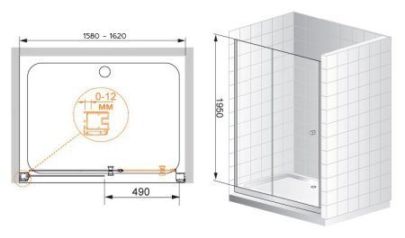 Душевая дверь в нишу Cezares Anima BF1 160 C Cr 