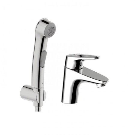 Смеситель для раковины с гигиеническим душем Bravat Drop-D F148162C-1, хром 
