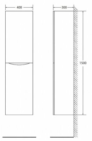 Шкаф пенал BelBagno Fly-Marino 40 L FLY-MARINO-1500-2A-SC-BL-P-L подвесной Bianco Lucido 