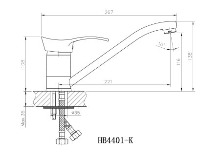 Смеситель для кухни HAIBA HB4401-K 