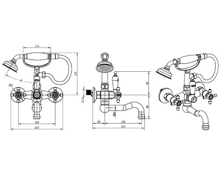 Смеситель для ванны Boheme Royal Cristal 293-Royal Золото 
