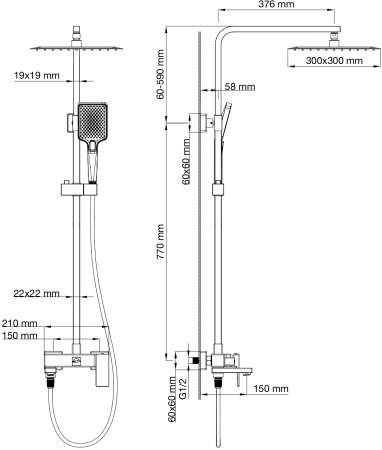 Душевая система WONZON & WOGHAND, Брашированное золото (WW-88047068-BG) 