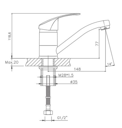 Смеситель для кухни HAIBA CRON CN4521 