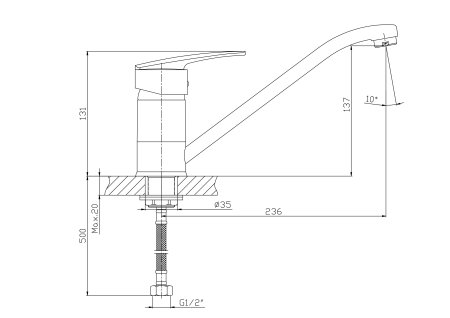 Смеситель однорычажный для кухни HAIBA HB4904 хром 