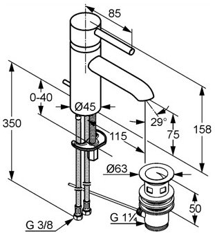 Смеситель Kludi Bozz 382910576 для раковины 