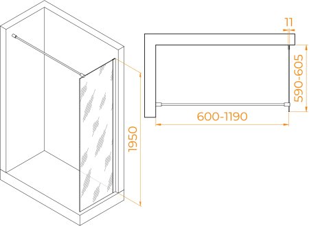 Душевая перегородка RGW WA-002B 600 
