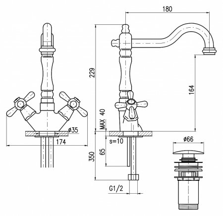 Смеситель Rav Slezak Morava retro MK121.5/8SM для раковины 
