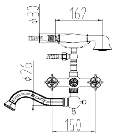 Смеситель Zorg Antic A 3000W-SL для ванны с душем 