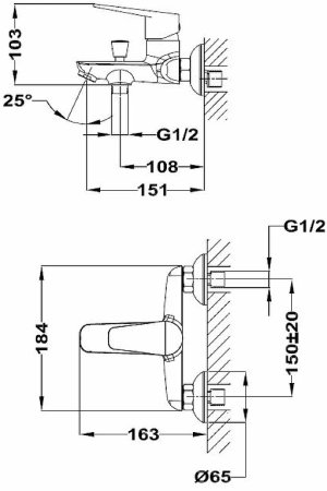 Смеситель для ванны Teka Sineu 831221200 Хром 