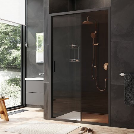 Душевая дверь AM.PM Gem 120 W90G-120-1-195BBr профиль Черный матовый стекло бронзовое-прозрачное 