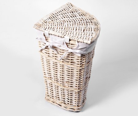 Корзина для белья WasserKRAFT Vils WB-560-M белая, средняя, угловая 