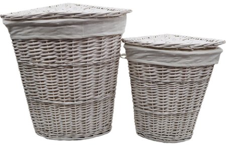 Корзина для белья WasserKRAFT Vils WB-560-M белая, средняя, угловая 