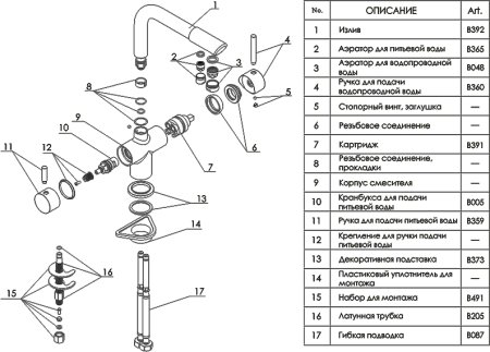 Смеситель для кухонной мойки WasserKRAFT A8017 